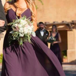 Bill Levkoff Sweetheart Spaghetti Strap Gown, Plum